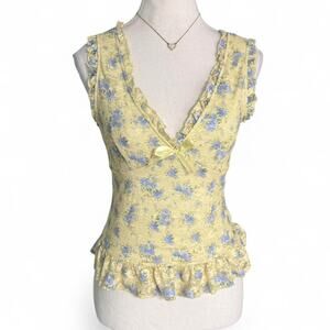 Thirty Thirty LA Lace Fairy Y2K Fitted Short Sleeve - Tank Top Size M